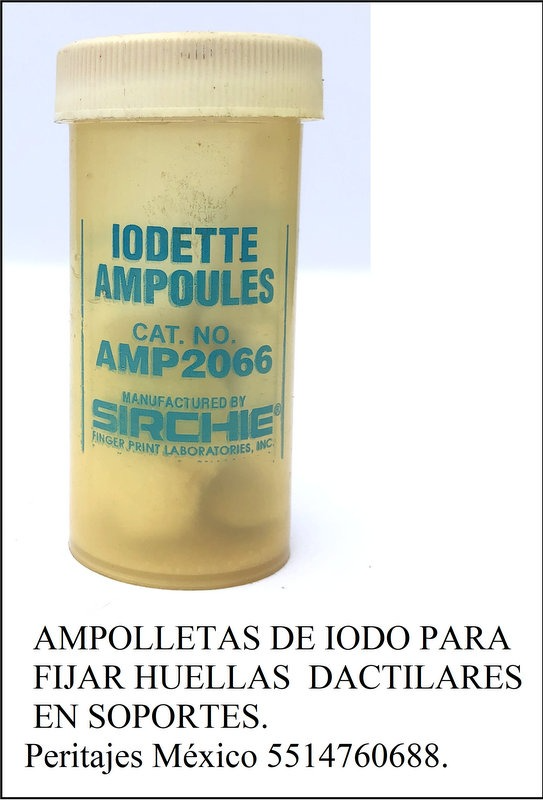 Ampolletas de yodo para fijar huellas dactilares en soportes