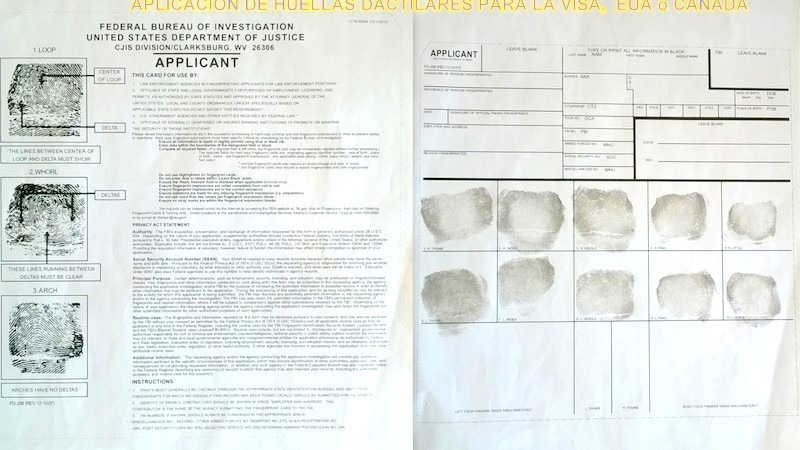 Aplicación de huellas dactilares para visa